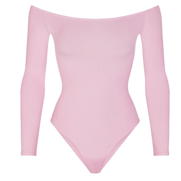 skims - essential off the shoulder brief bodysuit (cherry blossom) - Picture 3 of 6